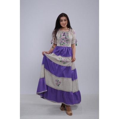 Embroidered dress "Lavender Grassland"
